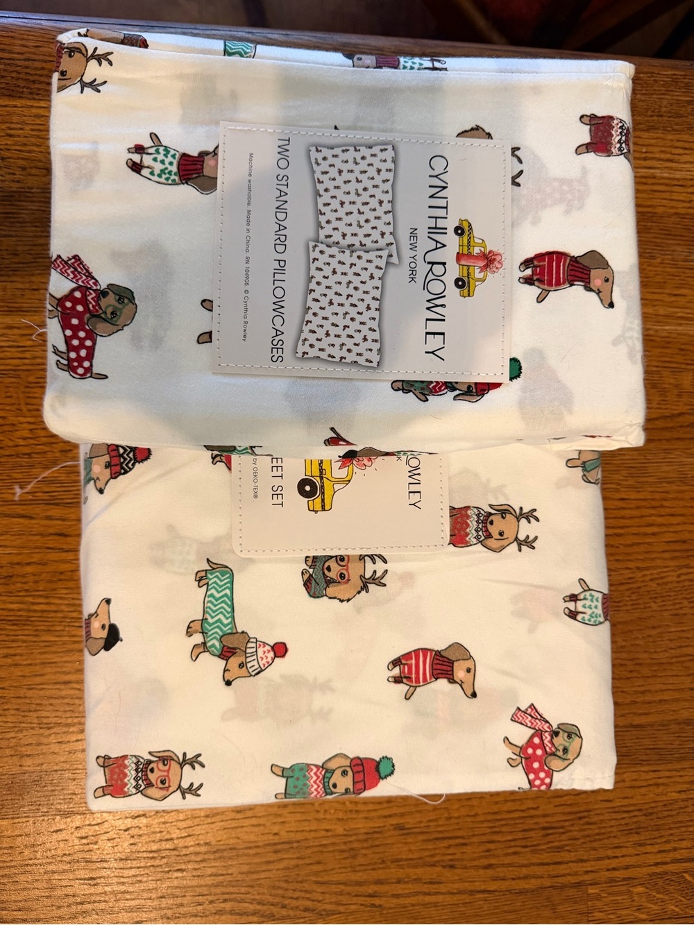 Cynthia Rowley Holiday Dog Print Pillowcases - White